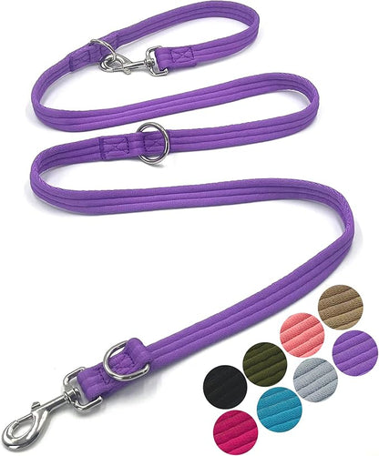 Dog Leash-Multifunctional Double Ended,for Obedience Training Or Distance Work Easy to Use,Lightweight,Soft&Durable Convertible Hands Free,Crossbody,Over Shoulder (Purple, 2M*2.5CM)