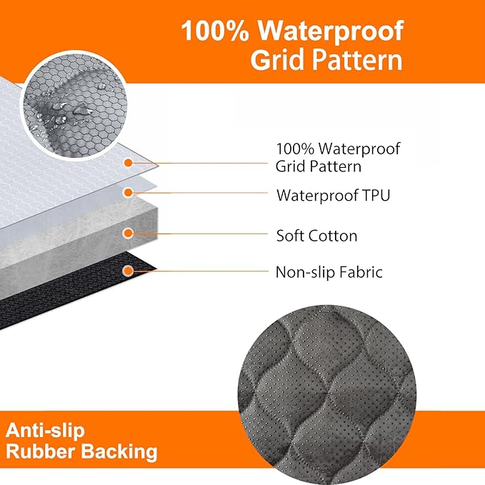 PETICON Dog Car Seat Cover with Mesh Window, 100% Waterproof Pet Seat Cover for Back Seat, Scratchproof Dog Hammock for Cars, Trucks, SUVs, Jeeps (Gray)