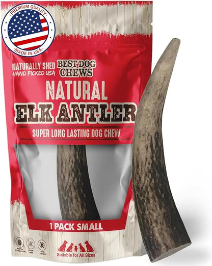 Best Dog Chews Elk Antlers for Dogs Large - Premium Natural Antler Dog Chew for Aggressive Chewers - Long-Lasting Deer Antler Chews - Ideal for Medium to Big Breed Dogs - Elk Bones and Antlers Durable