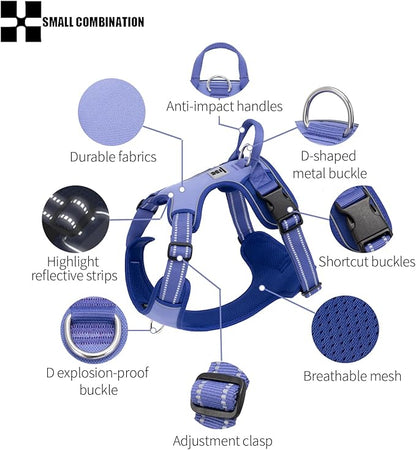 Lavender Purple Dog Harness | Heavy-Duty Reflective & Breathable Mesh | Adjustable 4-Point Control for XS-XL Dogs | No-Pull Step-in Design (XL)