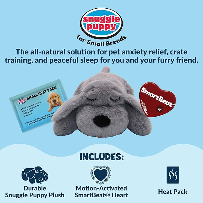 Snuggle Puppy Junior Heartbeat Puppy Toy - Heartbeat Puppy for Dogs - Pet Anxiety Relief and Calming Aid - Comfort Dog Toy - Behavioral Training and Sleep Aid Cuddle Buddy - Black