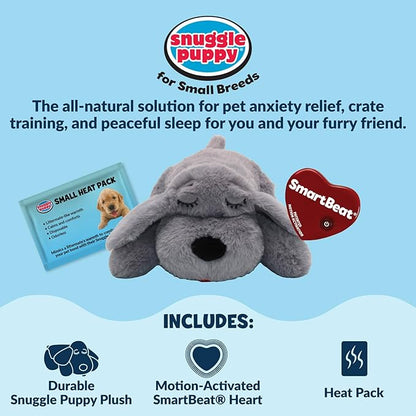 Snuggle Puppy Junior Heartbeat Puppy Toy - Heartbeat Puppy for Dogs - Pet Anxiety Relief and Calming Aid - Comfort Dog Toy - Behavioral Training and Sleep Aid Cuddle Buddy - Black