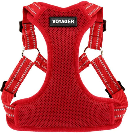 Best Pet Supplies Voyager Adjustable Step-in Flex Breathable Mesh Dog Harness for Small Medium Large Dogs (Red), L