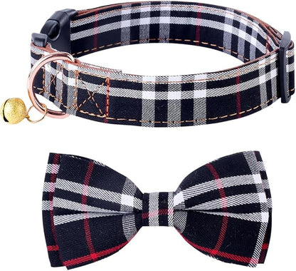 Yizepet Dog Collar with Bow Tie- Adjustable pet Collar for Dogs with Plastic Buckle Collar, Stylish Pattern for Small Medium or Large Boy and Girl Dog and Cat