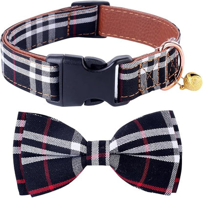 Yizepet Dog Collar with Bow Tie- Adjustable pet Collar for Dogs with Plastic Buckle Collar, Stylish Pattern for Small Medium or Large Boy and Girl Dog and Cat