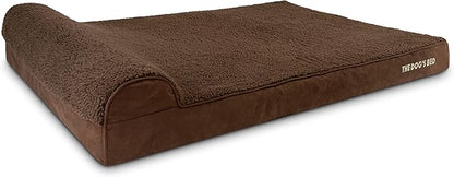 The Dog’s Bed Orthopedic Headrest Dog Bed XXL Brown Plush, Memory Foam, Pain Relief for Arthritis, Hip & Elbow Dysplasia, Post Surgery, Lameness, Waterproof Washable Cover, Veterinary Approved