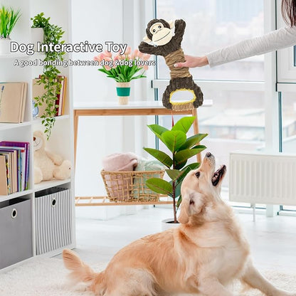 Vehomy Dog Squeaky Toy Gorilla Shaped Dog Toy for Aggressive Chewers Tug of War Dog Toy Pet Interactive Toy Dog Plush Toy with Crinkle Paper for Small Medium Large Dogs Gorilla, Brown