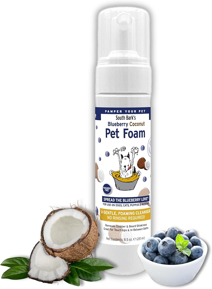 Showseason Blueberry-Coconut Pet Face Foam Cleanser for Dogs and Cats 8.5 oz. | No Rinsing Required, Easy Cleaning, Biodegradable and Non-Toxic, Made in The USA