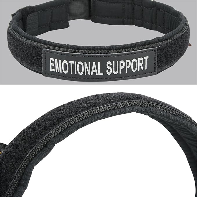 EXCELLENT ELITE SPANKER Tactical Small Puppy Dog Collar Nylon Adjustable Heavy Duty Military for Small Medium and Large Dogs Pet Soft Padded Dog Collar(BLK-M)