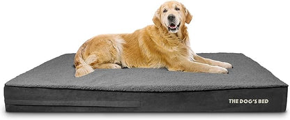 The Dog’s Bed Orthopedic Jumbo Memory Foam Dog Bed, XXXL Grey Plush, Pain Relief for Arthritis, Hip & Elbow Dysplasia, Post Surgery, Lameness Supportive, Waterproof Washable Cover, Veterinary Approved
