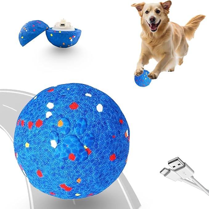 Upgraded Interactive Dog Toys for Aggressive Chewers,E-TPU Interactive Dog Balls Moving Dog Toys to Keep Them Busy,Dog Chew Toys for Dogs,Automatic Rolling Activated Dog Toy Valentines Day Gift