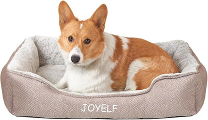 JOYELF Dog Bed Washable Calming Pet Bed, Anti Anxiety Cat Bed & Sofa, Cute Plush Pet Bed for Medium Dog and Cat - Medium Rectangle