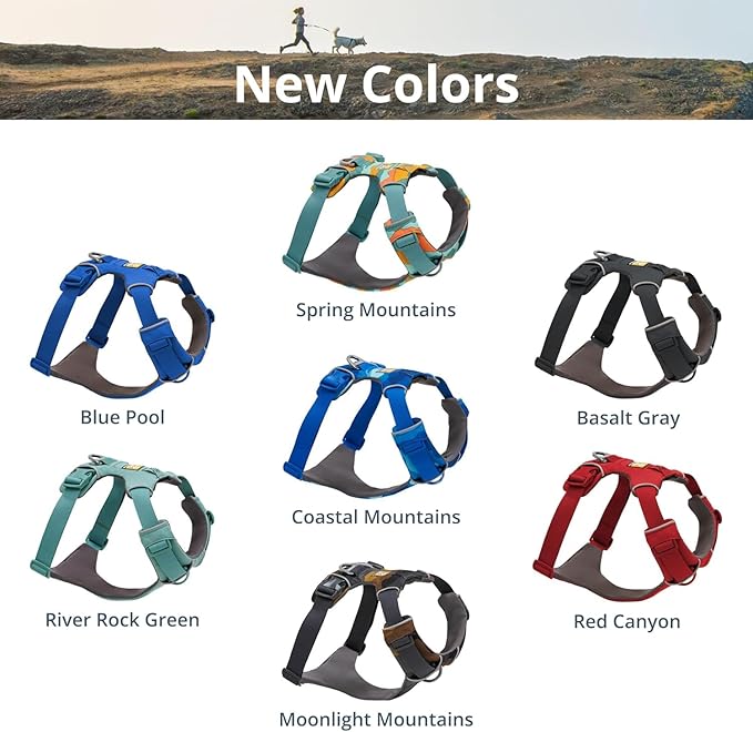 Ruffwear, Front Range Dog Harness, Reflective Soft Padded Everyday Harness with Dual Leash Clips, Adjustable and Lightweight Fit for Training or Walking for All Dogs, Basalt Gray, XX-Small