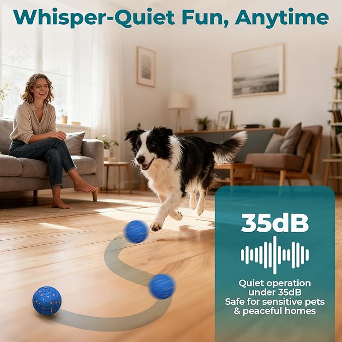 Smart Interactive Dog Toy Ball – Automatic Moving, Bouncing & Rolling, 3 Modes, Chew-Proof E-TPU Shell, Waterproof, Rechargeable,Dog Ball for Medium and Large Dogs,Blue