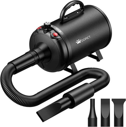 Pet Dryer, 5.2HP/3800W Pet Grooming with Adjustable Speed and Temperature Control Dog Blow Dryer, Pet Hair Dryer with 3 Nozzle