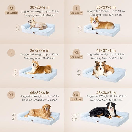 EHEYCIGA XL Dog Bed Memory Foam for Crate, Extra Large Dog Bed Orthopedic with Washable Removable Cover, Waterproof Pet Sofa Couch XLarge Size Dogs, 41x27x6.5, Washblue