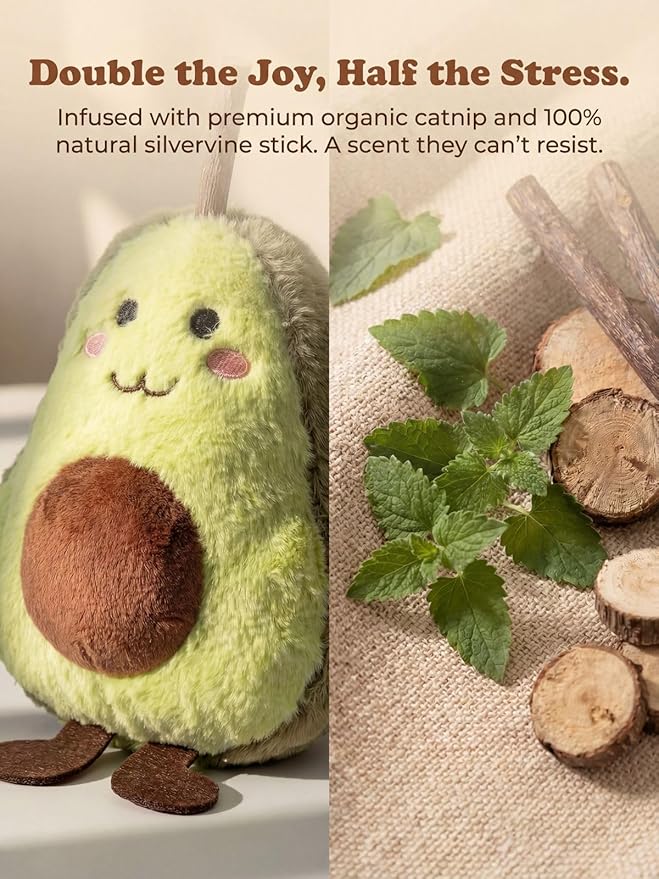 Petelligent Durable and lnteractive Cat Teething Stick Toys: Chewing Stick, Grinding Teeth Rod, and chewable Cat Doll for Your Pet's Entertainment (Avocado Green)