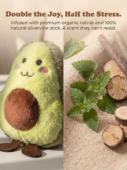 Petelligent Durable and lnteractive Cat Teething Stick Toys: Chewing Stick, Grinding Teeth Rod, and chewable Cat Doll for Your Pet's Entertainment (Avocado Green)