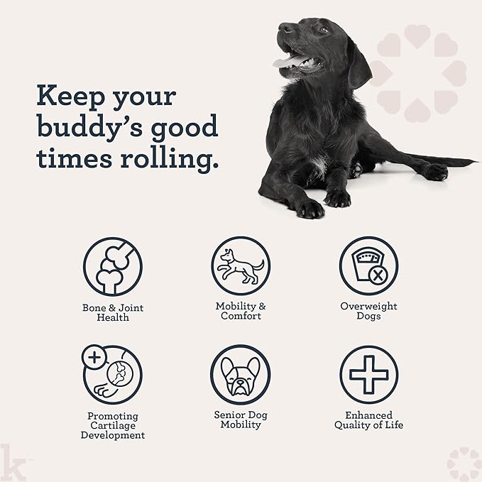 Kradle Hip & Joint Chews for Dogs - Glucosamine Chondroitin MSM Turmeric - Mobility Support for Large & Small Dogs - 75 Soft Chews + 4oz Spray