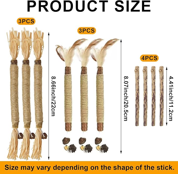 lenpestia Silvervine Chew Sticks for Cats 10 Pcs Cat Chew Toy Natural Cat Chew Toy Silver Vine Sticks Teeth Cleaning Teething Toys for Bored Indoor Cats