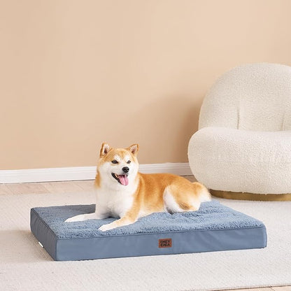 EHEYCIGA Orthopedic Dog Beds for Large Dogs with Removable Washable Cover, Spa Blue, 36x27