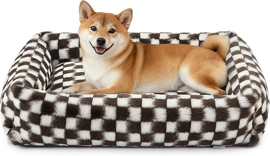 JOEJOY Large Dog Beds Large Sized Dog, Rectangle Washable Orthopedic Corduroy Fleece Pet Bed with Removable Zipper Cover, Cute Soft Calming Puppy Bed with Non Skid Bottom