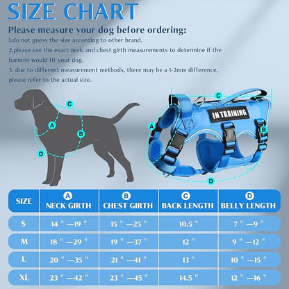 WINSEE Escape Proof Dog Harness, Service Working Molle Harness with Double Handle, Tactical Pet Vest with 4 Patches for Small Medium Large Dogs Walking Hiking Hunting