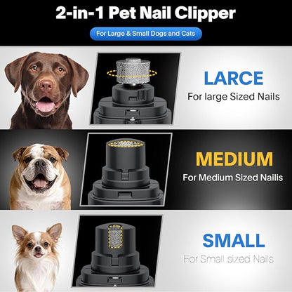 2-in-1 Cat Nail Clippers & Dog Nail Clippers Trimmers for Large Medium Small Dogs Cats Claw Trimmer Quick Sensor and Safety Guard USB Rechargeable with 2 LED Lights Dogs Nail Trimmer
