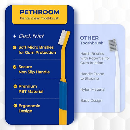 PETHROOM Pet Toothbrush | Dogs and Cats Teeth Brushing Cleaning Tooth Care | Soft Bristle Cleaning Toothbrush for Dog Puppy Cat, Removing Old Plaque and Tartar (Medium)