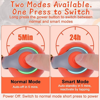 BABORUI 2Pack Orange Interactive Cat Toy Ball - Automatic Interactive Cat Toys for Indoor Cats with 3 Tails, 2 Speeds Rechargeable Enrichment for Small/Medium/Large to Keep Them Busy