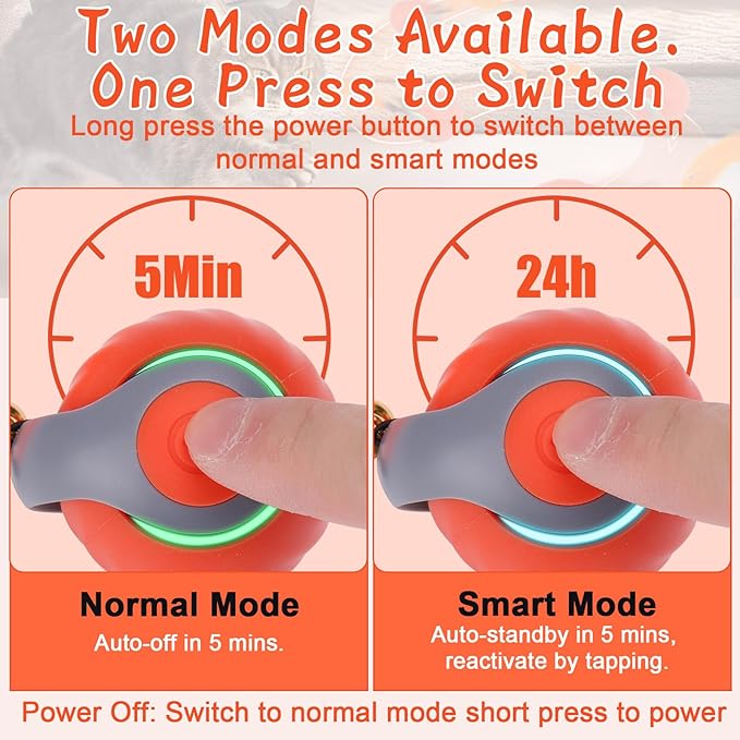 BABORUI 2Pack Interactive Cat Toy Ball - Automatic Interactive Cat Toys for Indoor Cats with 3 Tails, 2 Speeds Rechargeable Enrichment for Small/Medium/Large to Keep Them Busy