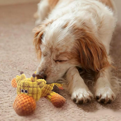 Plush Wrinkled Squeaky Dog Toy,2-Pack The Best Durable Teething Puppy Rope Chew Toy Keeps Them Busy Playing Hide-and-Seek Suitable for Puppy, Medium Dogs and Large Dogs (Yellow & Brown)