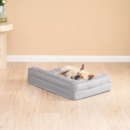 EHEYCIGA Orthopedic Dog Bed Medium Size Dogs, Memory Foam Dog Bed with Washable Removable Cover, Waterproof Pet Sofa Couch for Crate with Nonskid Bottom, 30x20x6, Grey