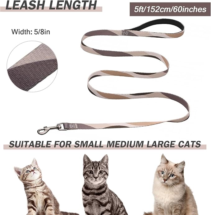 Hikiko Cat Harness and Leash Set Escape Proof Adjustable Walking Travel Soft Kitten Harness for Small Medium Large Cats (Color Block, S)