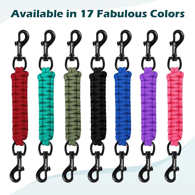 PetBonus Dog Collar Safety Clip, Handmade Backup Safety Strap for Dog Harness, Prong, Pinch Collar, Double Ended Clasp Leash Connector (Purple)