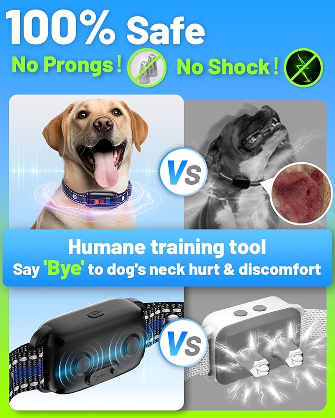 No Shock Dog Training Collar Vibrating Dog Collar with Remote 3300ft, Beep and Vibration Collar for Dogs 10-120lbs, Waterproof | Safe Lock | Painless&Humane to Stop Bad Behaviors