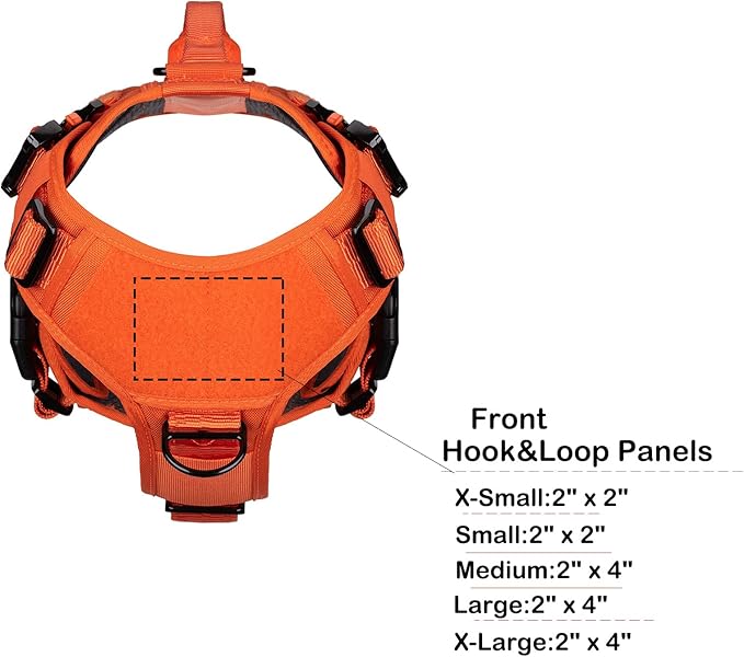 ICEFANG GN3 Tactical Dog Harness with 6X Buckle,Dog Molle Vest with Handle,3/4 Body, Hook and Loop Panel for ID Patch,No Pulling Front Clip (XL (Neck 19"-29"; Chest 31"-40"), Safety Orange)