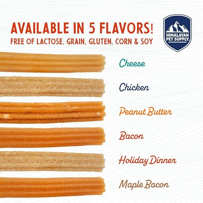 yaky CHURRO Himalaya Cheese Treats | Lactose Free | Gluten Free | Grain Free | USA MADE | for All Breeds | 4 CHURROs per Pouch | Original Cheese Flavor