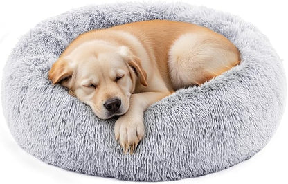 NEWBULIG 30.7x30.7 Inch Dog Bed Large Sized Dog, Donut Shape Cat Beds for Indoor Cats with Washable, Anti-Slip, Faux Fur