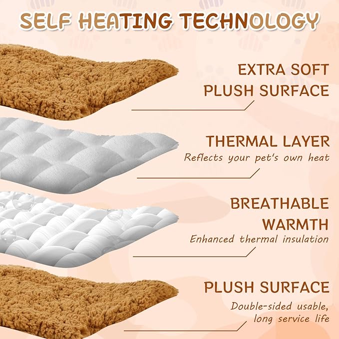 BrightRow 3 Pack Self Warming Pet Bed Leaf Shape Self Heating Cat Dog Mat Washable Thermal Sleeping Pad for Indoor Outdoor Hedgehog, Bunny, Sugar Glider, Rat, Chinchilla(Mixed Colors,Medium-18 x24)