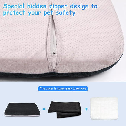 Magic Dog Super Soft Extra Large Dog Bed, 47 Inches Jumbo Orthopedic Foam Pet Beds with Anti Slip Bottom, Dog Sleeping Mattress with Removable and Washable Cover, Dark Grey XL