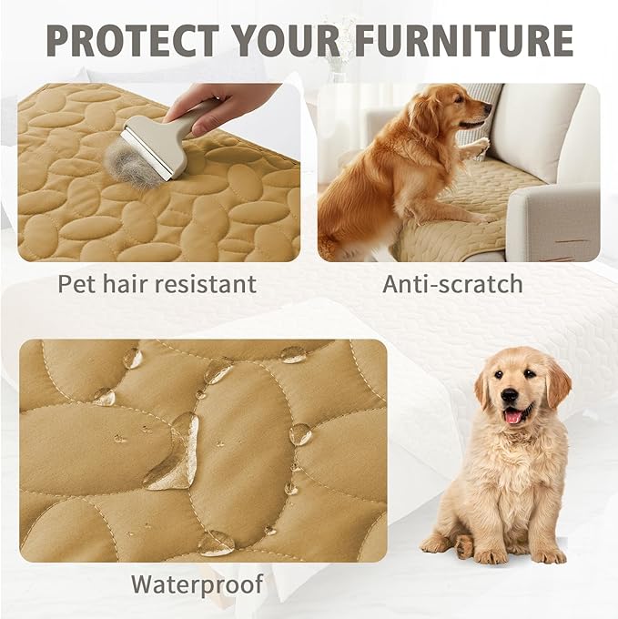 Ameritex Waterproof Pet Bed Cover Anti-Slip Dog Bed Blanket for Sofa and Furniture Waterproof New Pattern Design (Sand, 30x53 Inch (Pack of 1))
