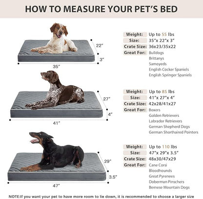 WNPETHOME Orthopedic XL Dog Bed for Crate, Waterproof Extra Large Dogs Bed with Removable Washable Cover, Multi-Needle Quilting Dogs Crate Bed