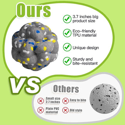 Moonorange Upgrade Dog Balls Interactive Toys for Aggressive Chewers, Indestructible Tennis Durable Bouncy for Fetch Game, Lightweight Floating, Grey