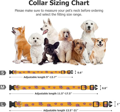 Cotton Handmade Dog Collar Cute and Distinctive Patterns Yellow Rose with Pendant for Girl Boy Dogs Collars L