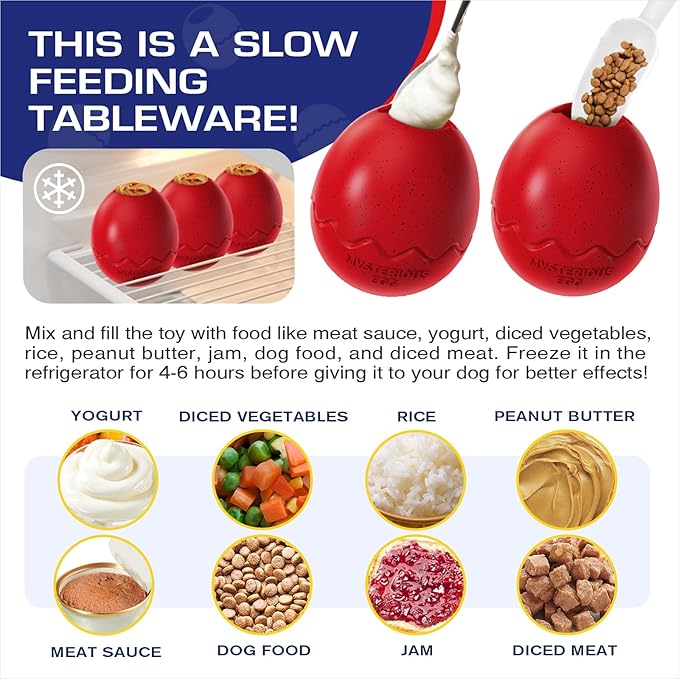 Extra-Large Size Dog Fillable Toy - Filler Lick Ball for Large Aggressive Chewers Breed Dogs Durable Peanut Butter Balls & Kibble Treat Dispenser & Chew Toys