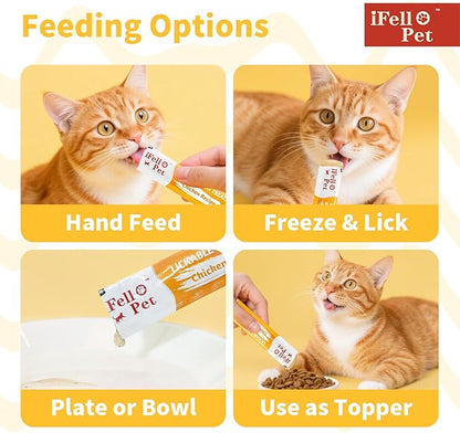 IFELLO PET Cat Treats Lickable, Variety Pack - Lickable Cat Treats Squeeze Up, with Tuna, Salmon, Chicken Flavor, Grain-Free for Skin & Coat Support, 0.53 oz(Pack of 12)