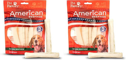 Pet Factory American Beefhide 5" Chip Rolls Dog Chew Treats - Natural Flavor, 8 Count/2 Pack