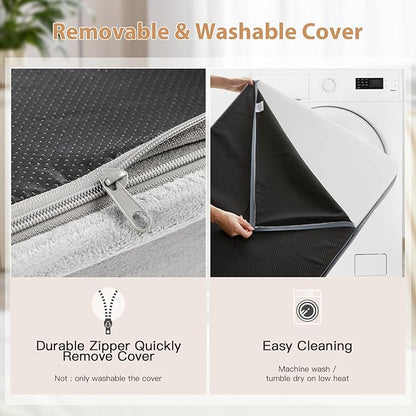 WNPETHOME Orthopedic Waterproof Extra Large Dogs Bed with Removable Washable Cover, Multi-Needle Quilting XL Crate Bed for Large Sized Dog, Light Grey
