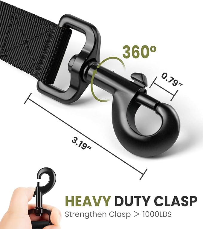 OutdoorMaster Bungee Dog Leash, Heavy Duty Dog Leash with Shock Absorption, 2 Padded Handles Training Leash, Improved Dog Safety and Comfort (Black, 4 FT)